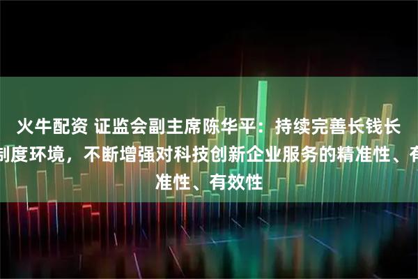 火牛配资 证监会副主席陈华平：持续完善长钱长投的制度环境，不断增强对科技创新企业服务的精准性、有效性